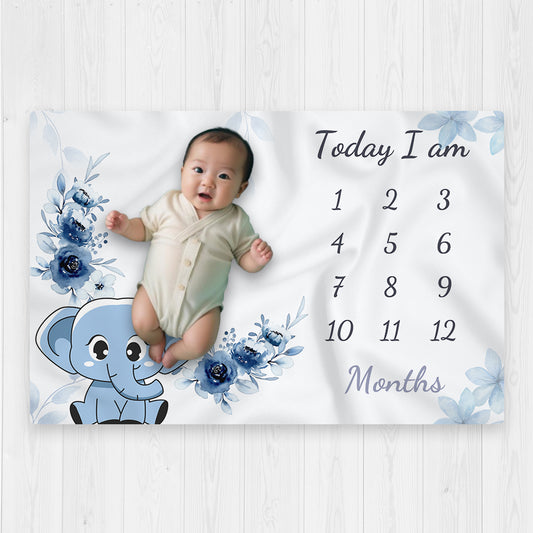 Elephant Baby Milestone Blanket